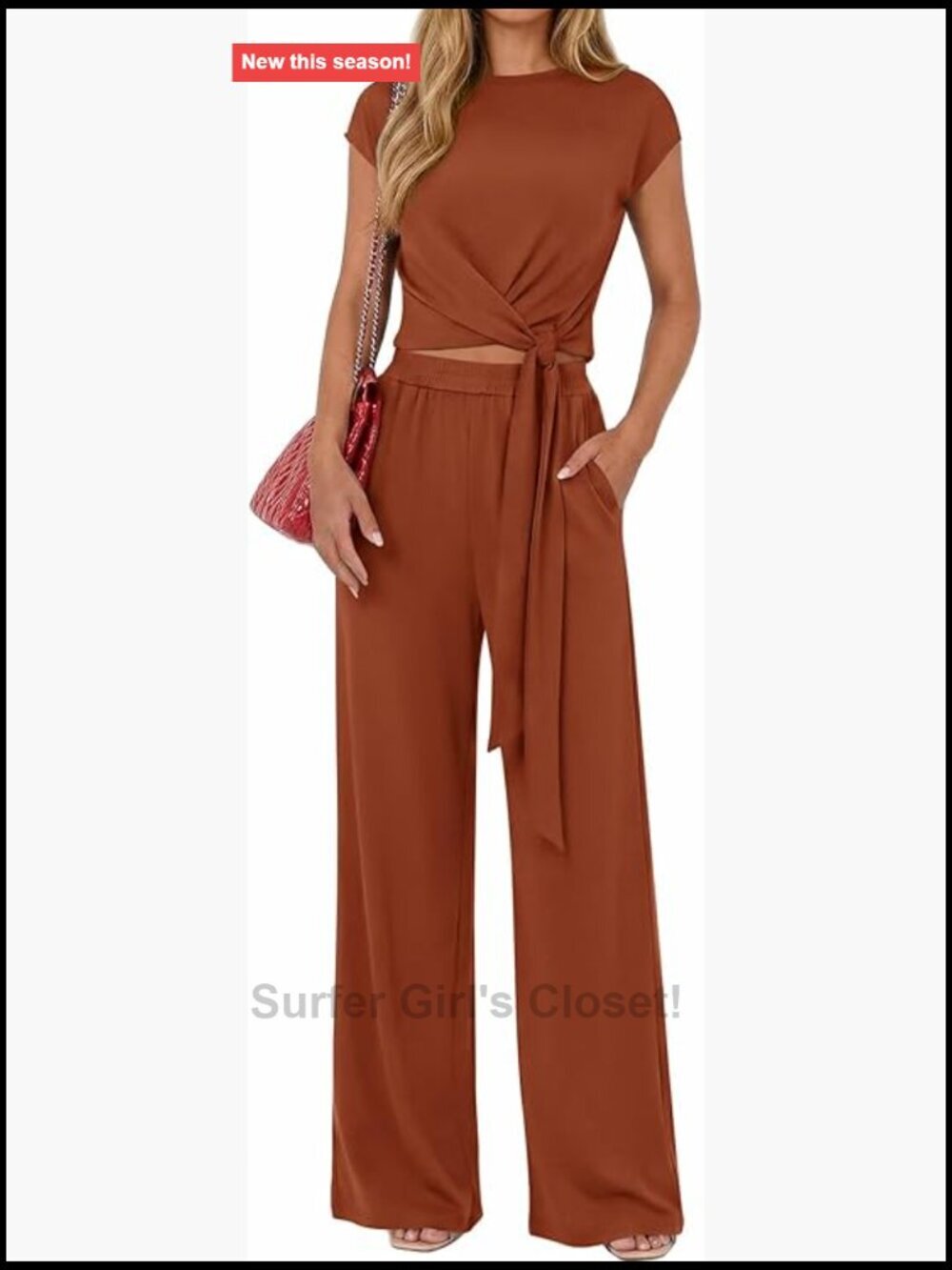 2 Piece Lounge Set Crop Top Wide Leg Palazzo Pants